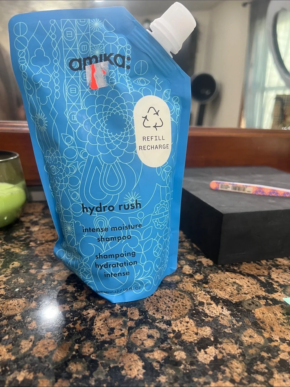 amika Hydro Rush Intense Moisture Shampoo Refill Pouch - Bright Blue